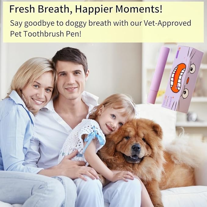 Pet Toothbrush Pen & Oral Repair Gel for Dogs & Cats – Teeth Cleaning Pen, Natural Plant Substance Tartar Remover for Repairing Pets' Teeth (1pcs)