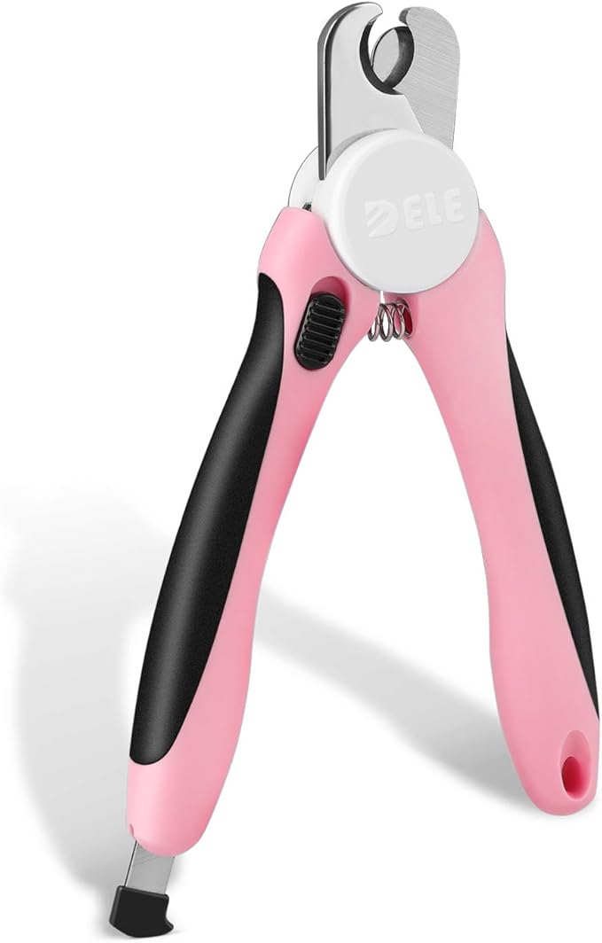 Flexzion Dog Cat Nail Clipper and Trimmer, Pet Toe Claw Scissor Grooming Tool with Stainless Steel Blades File Easy Grip Handle Safety Guard Avoid Overcutting for Small Medium Large Breed Puppy, Pink