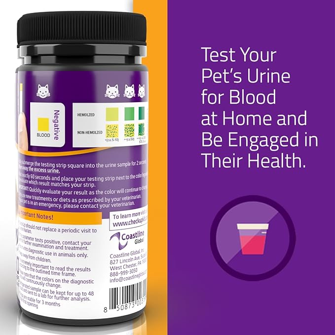 CheckUp Testing Strips x 50 (Blood in The Urine Test Strips for Cats & Dogs)