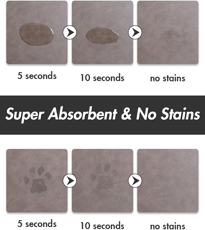 MontVoo-Absorbent Pet Feeding Mat-No Stains Pet Mat for Food and Water Bowl-Quick Dry Cat & Dog Food Mat Water Dispenser Mat-Pet Supplies Mat-Dog Water Bowl Mat for Messy Drinker Brown