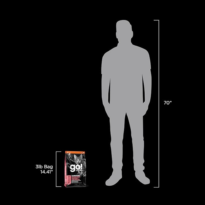 Go! Solutions Carnivore, Grain-Free, Protein Rich Dry Cat Food, Salmon and Cod Recipe, 3 lb Bag