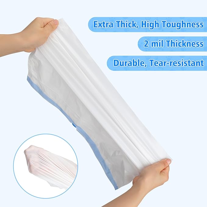 120 Count Self-Cleaning Cat Litter Box Liners for MW-SC01/MW-SC02/MW-LR01, Drawstring Heavy Duty Waste Bags, Leak-Proof Disposable Trash Bags - 18" x 12.6"