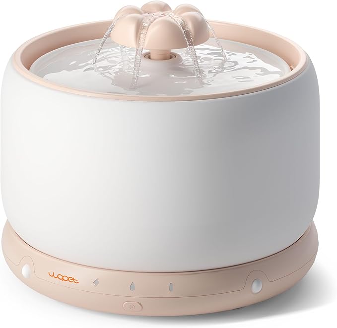 WOPET Wireless Cat Water Fountain, 3L/101oz W03 Stylish Ceramic Pet Water Fountain, 5000 mAh Battery Operated Cat Water Dispenser for Cats & Dogs, Ultra-Quiet, Easy to Clean and Assemble White Orange