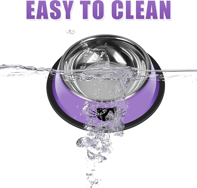 3Pcs Cat Bowls, Non-Slip Stainless Steel, 7 Oz, Suitable for Indoor Pets, Removable Rubber Base, Lovely Color