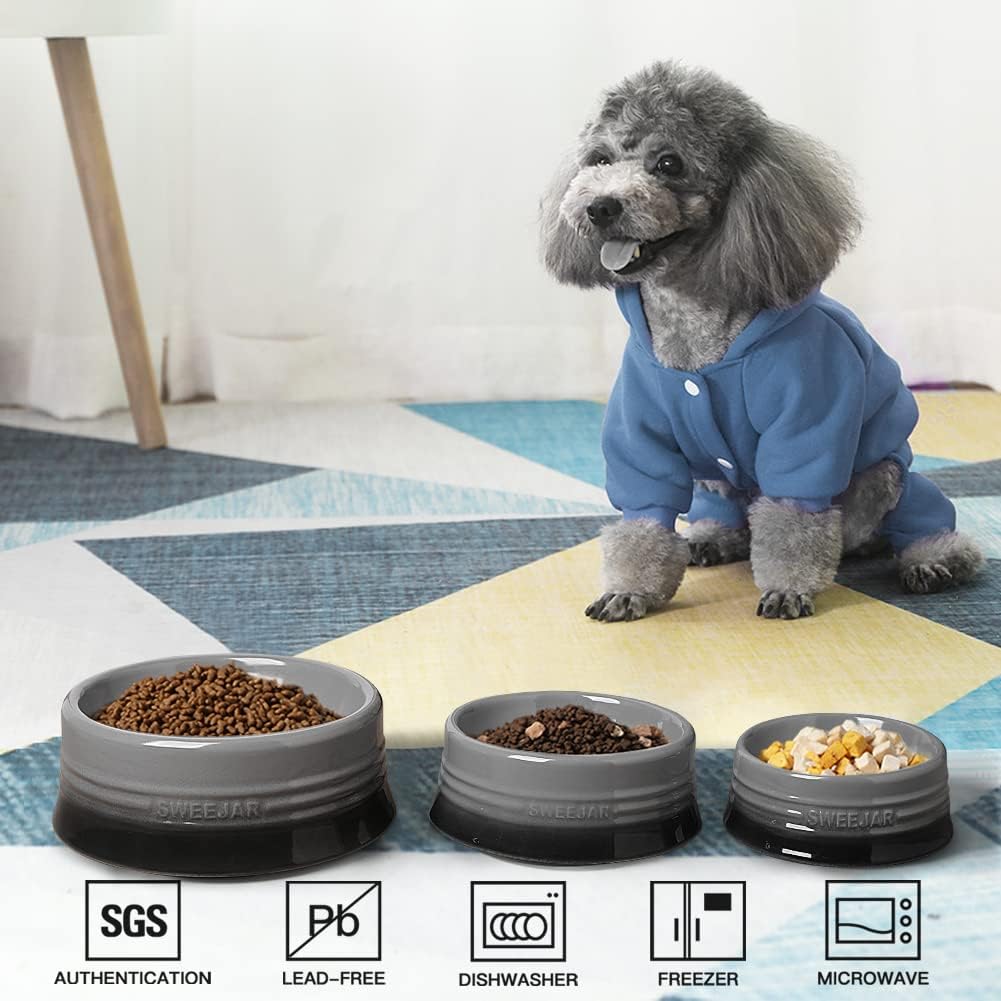 Sweejar Gradient Dog Bowl, Ceramic Dog Food Dish for Large Dogs and Large Cat, Porcelain Pet Bowl for Food and Water 32 oz (Gradient Grey)