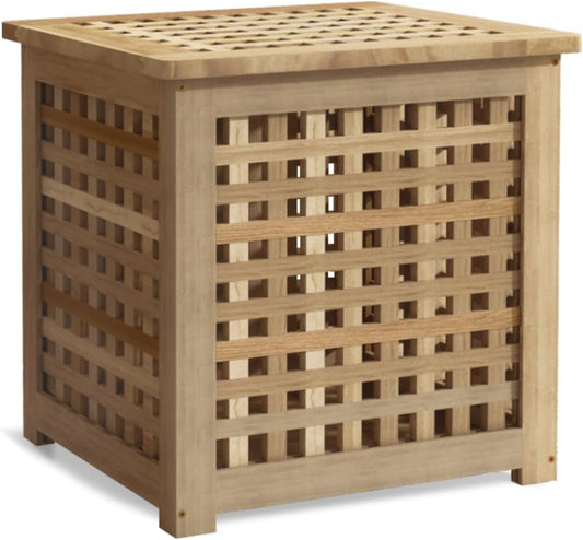 Bench with Storage, Acacia Laundry Hamper with Seat, Storage Benches with Seating for Entryway, Living Room, Bedroom, Bathroom (15.7x19.7x17.7in)