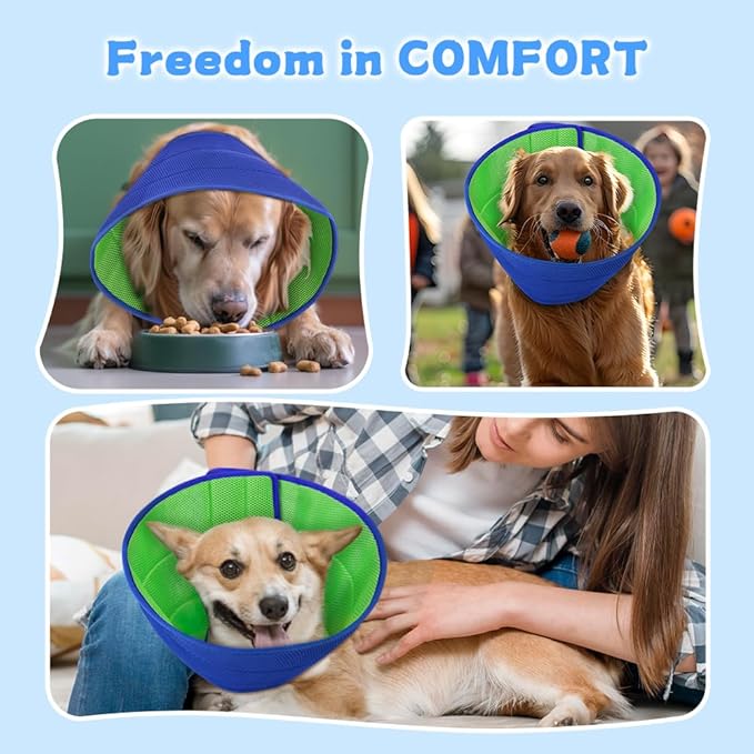 Soft Dog Cone Collar Alternative to Stop Licking, Comfy E Cones for Large Medium Dogs After Surgery, Comfortable Elizabethan Recovery Head Ecollars of Shame, XL Pet Neuter Neck Collars Anti Licking