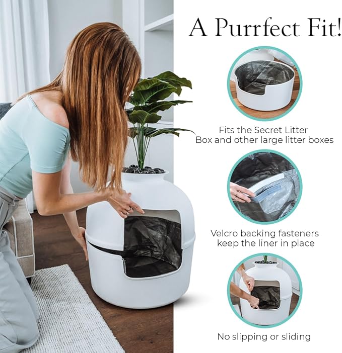 Reusable Litter Box Liners by Bundle & Bliss, 3-Pack - Easy to Clean, Non-Slip Litter Liners For Secret Litter Box - Durable Design, Waterproof, Scoop & Scratch-Resistant, Leak Proof, Machine-Washable