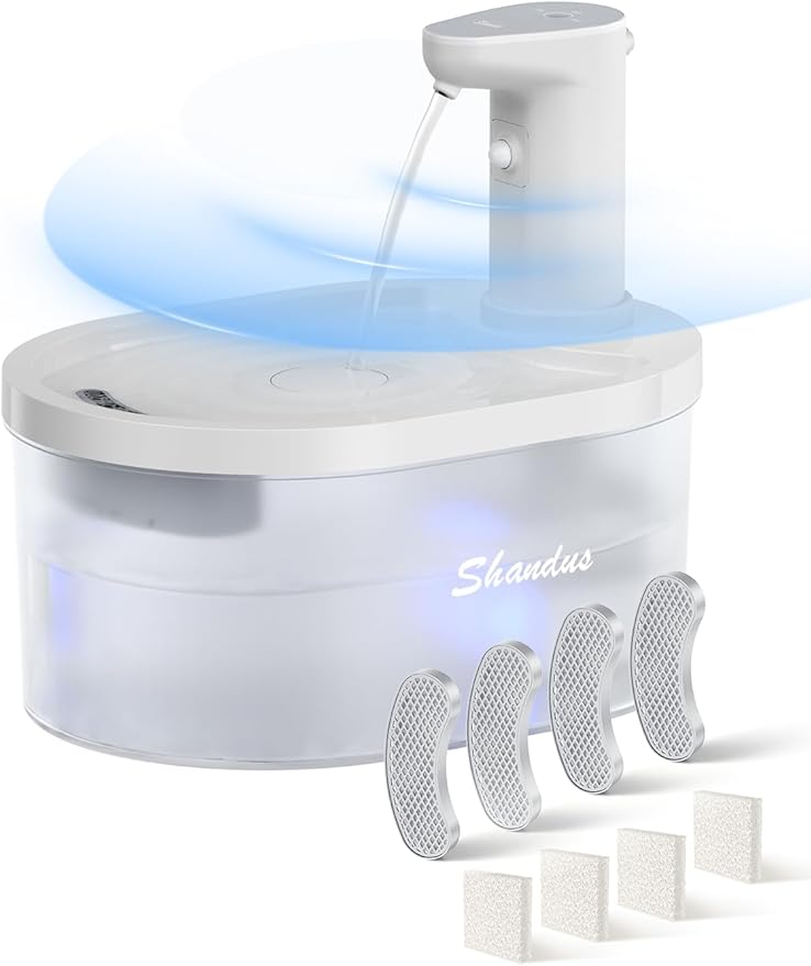 Wireless Cat Water Fountain, 5000mAh Battery Operated Cat Water Fountain, 101oz/3.2L Rechargeable Automatic Pet Drinking Fountain for Cats Dogs Indoor Outdoor, Ultra Quiet with Replacement Filters