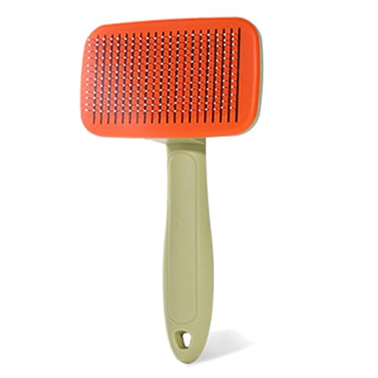 Self‑Cleaning Pet Grooming Brush for Dogs & Cats – One‑Click Fur Release, Soft Rounded Bristles Massage, Ergonomic Non‑Slip TPR Handle, Safe Deshedding Tool for All Hair Types