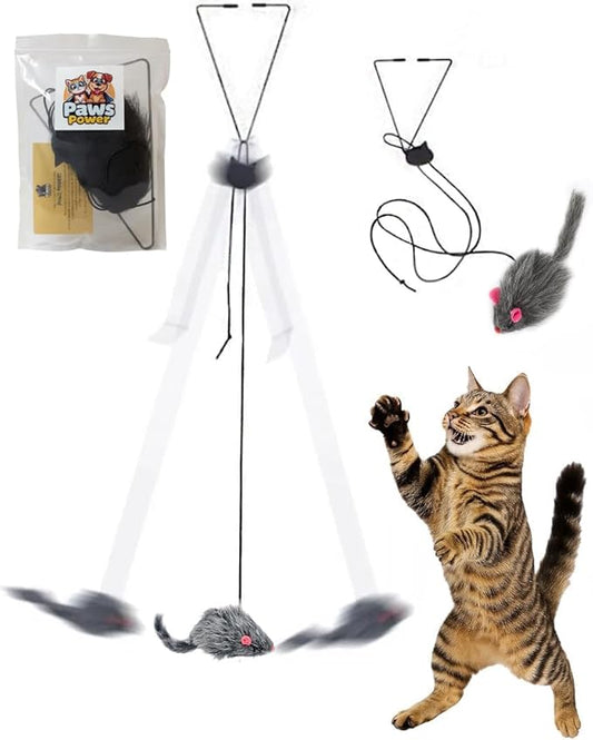 Self Play Hanging Door Cat Mouse Toy - Interactive Cat Toys for Indoor Cats - Fun Hunting Exercise for Bored Adult Cats & Kittens - Top Hanging Cat Toy for Indoor Play