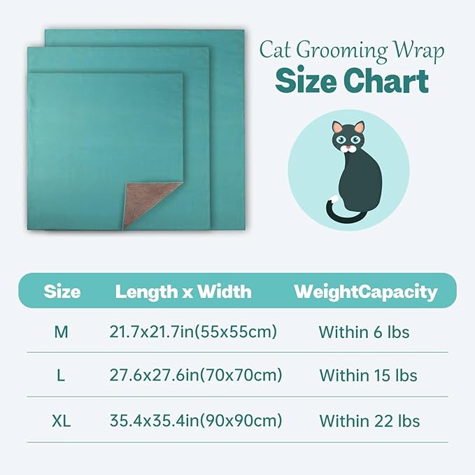 Paw Legend 27.6" Cat Wrap for Grooming Cat Wrap for Cutting Nails Cat Restraint for Nail Clipping Self Adhesive Blanket Restraint Cloth for Cats Within 15lbs