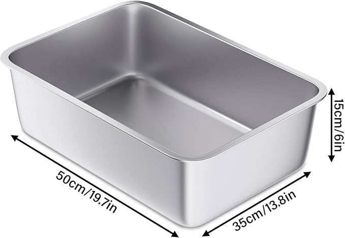 Stainless Steel Litter Box, 20"x14"x6"(Deep) High Sided Large Metal Litter Boxes Easy Clean, Non Stick No Smell Cat Litterbox for Adult Cats/Kitty/Kitten1