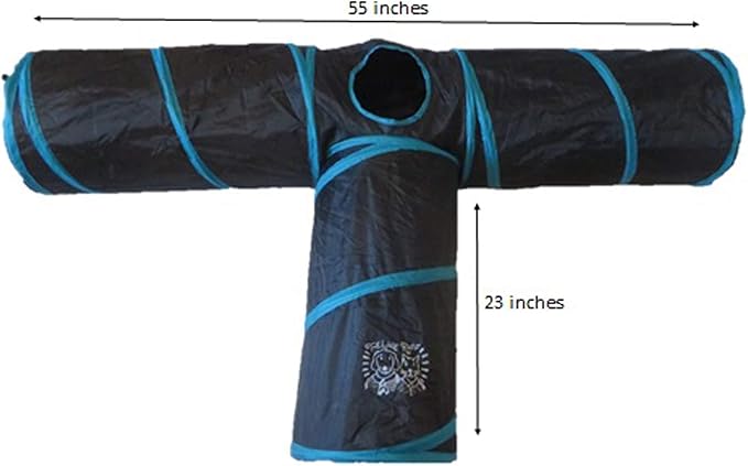 Premium 3 Way Cat Tunnel. Extra Large 12 Inch Diameter and Extra Long. A Big Collapsible Play Toy. Wide Pet Tunnel Tube for Other Pets Too!