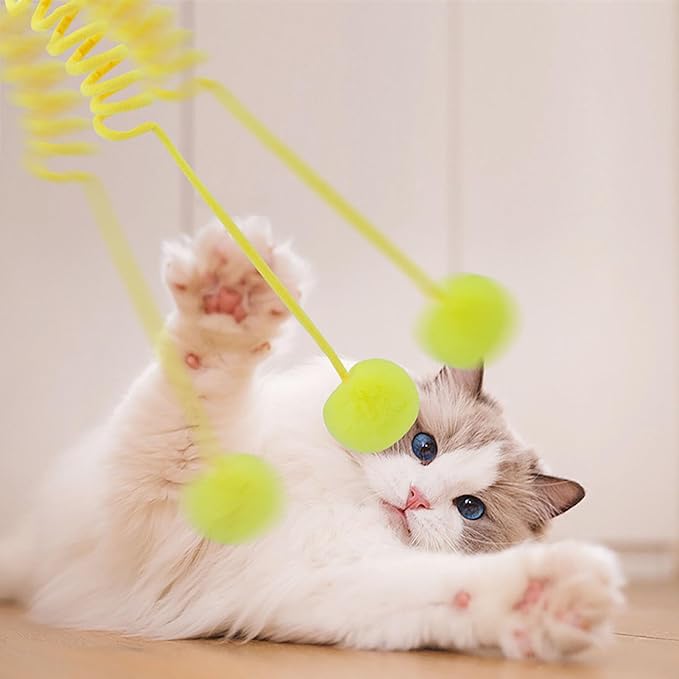 3 Pcs Hanging Fluffy Cat Ball Toys with Bell, Interactive Cat Teaser Retractable Toys Indoor Kitten Chasing and Playing