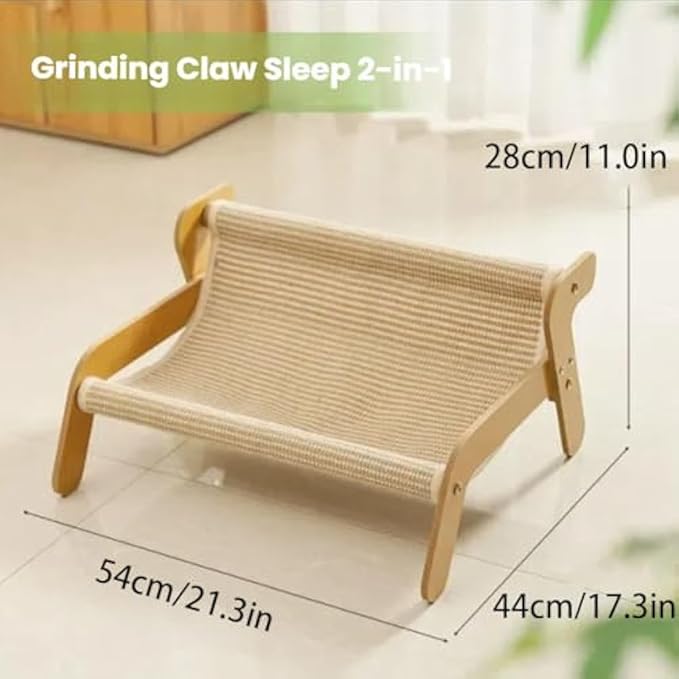 Mellowkin Cat Scratcher Couch, Stylish 2-in-1 Wavy Sisal Lounge Chair and Rocker, Durable Scratching Furniture for Indoor Cats (Cool mat Style)