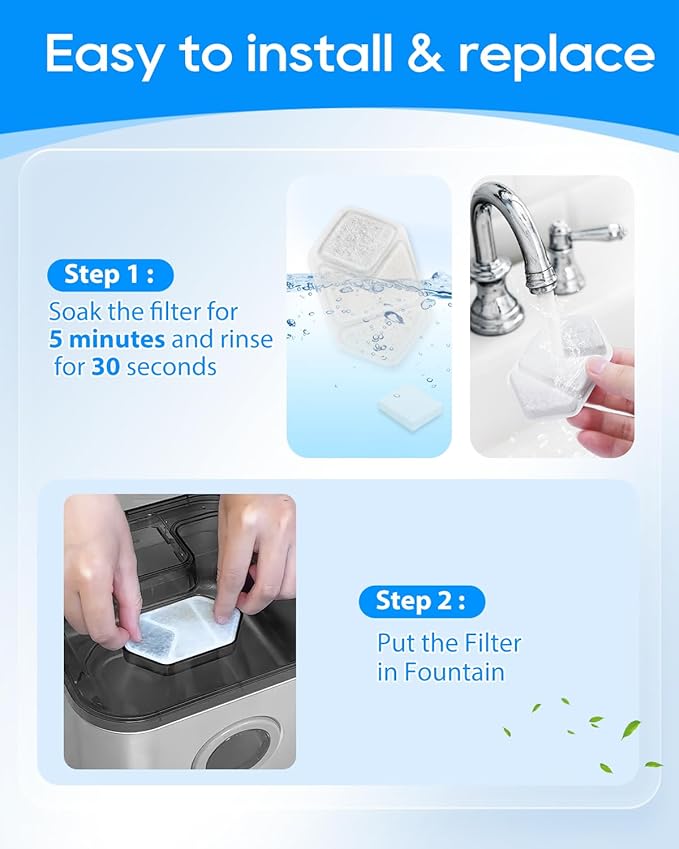 Cat Water Fountain filter Replacement Compatible with Speedeer Wireless Cat Water Fountain Stainless Steel Filters 135oz/4L ZTI0506, Multi-Layer Filtration System, 8+8 Pack
