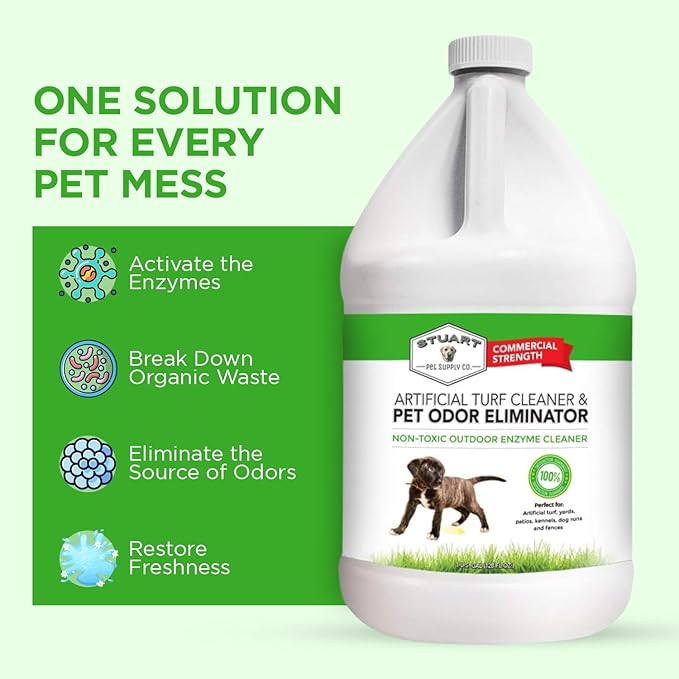 Stuart Pet Supply Artificial Turf Cleaner and Outdoor Pet Odor Eliminator Concentrate is Ideal for Yards, Artificial Grass and Patios, Great Yard Odor Eliminator for Dogs (Gal) 128 fl oz.