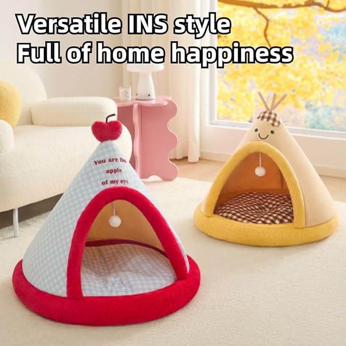 Cat Tent, Foldable Cat Bed Cave, Winter Warm Kitten House, Dog Hideaway House, Pet Bed Hideout for Small and Medium Dogs (Red,X-Large)