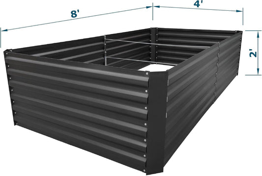 8x4x2FT Metal Raised Garden Bed Kit, Galvanized Outdoor Garden Bed Planter Box for Vegetables, Flowers, Herbs, Succulents and More, Black