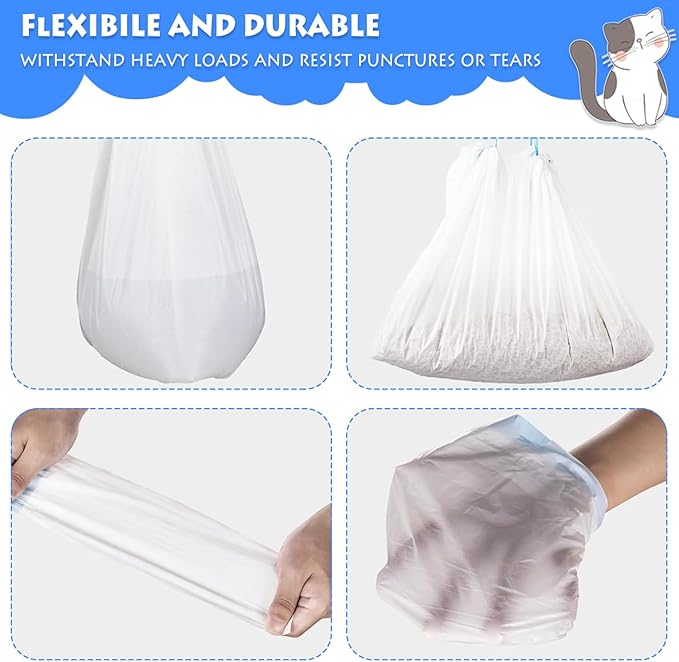 Cat Litter Waste Bags Liners,120 Count Compatible with Litter Box Robot 3&4,Heavy Duty Self Cleaning Automatic Litter Box Bags,25.2" x 15.7"