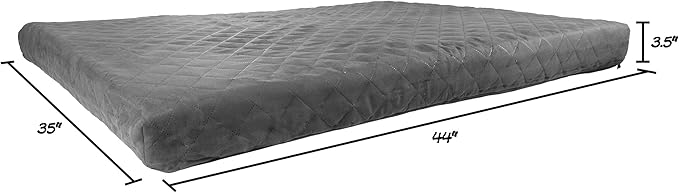 PETMAKER Waterproof Dog Bed - 2-Layer Memory Foam Pet Pad with Removable Machine Washable Cover - 44x35 Crate Mat for Dogs or Puppies (Gray)