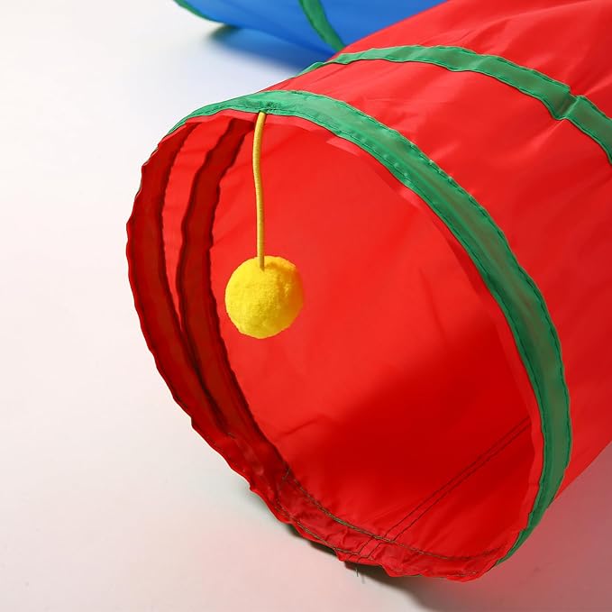 ‌Coolcandy Cat Tunnel & Interactive Cat Toy Indoor, 4 Way Tunnel Toys for Indoor Cats, Collapsible Interactive Peekaboo Cave with Play Ball, for Multi-Way Play & Small Animals