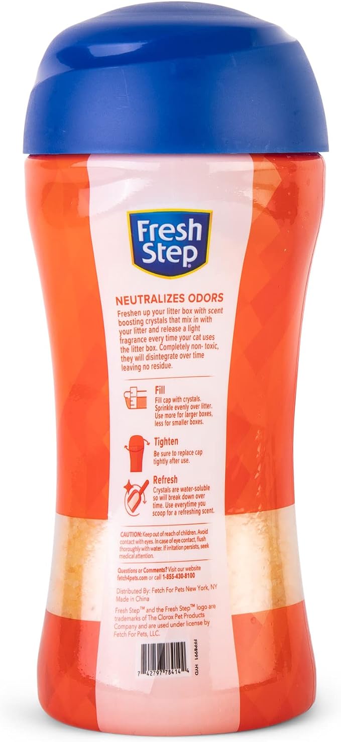 Fresh Step Cat Litter Crystals in Tropical Summer Breeze Scent - Cat Litter Box Deodorizer - Combats Odors and Neutralizes Smells to Keep Your Home Clean, 15 Ounce - 6 Pack
