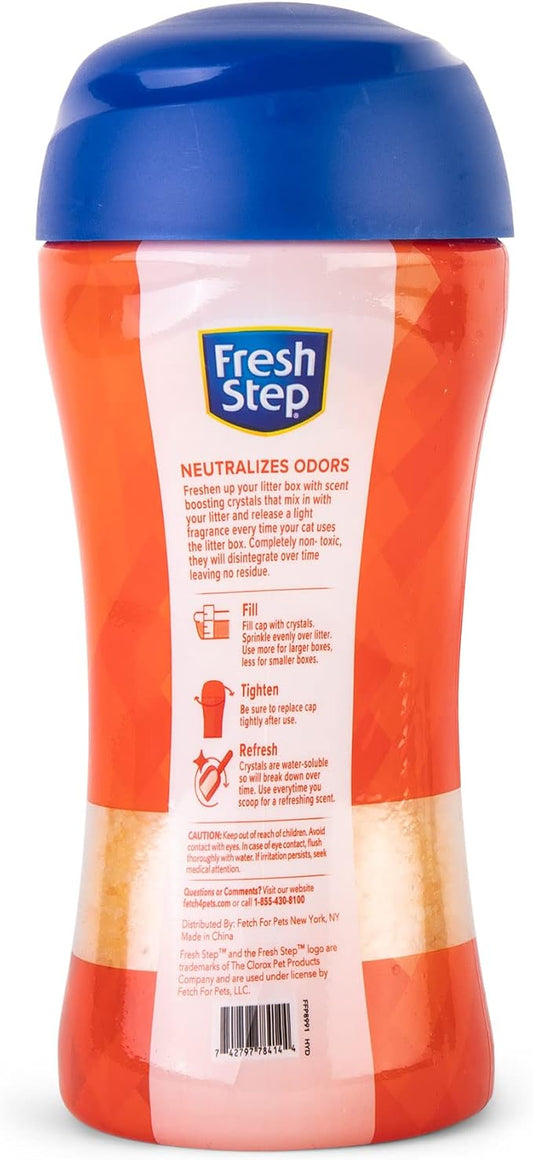 Fresh Step Cat Litter Crystals in Tropical Summer Breeze Scent - Cat Litter Box Deodorizer - Combats Odors and Neutralizes Smells to Keep Your Home Clean, 15 Ounce - 6 Pack
