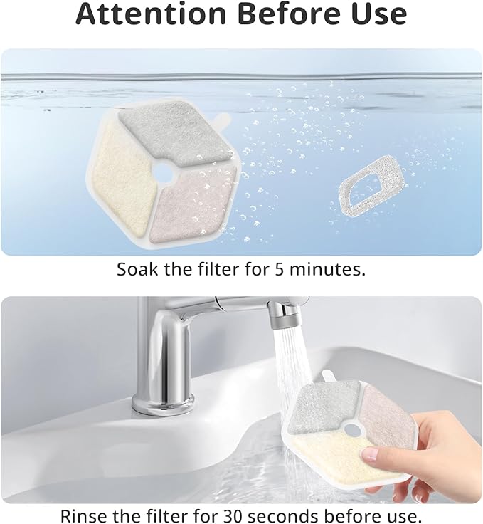 9+9 Pack Cat Water Fountain Filter & Sponges for 152oz/4.5L Wireless Cat Water Fountain,Triple Filtration System for PTM-643 models