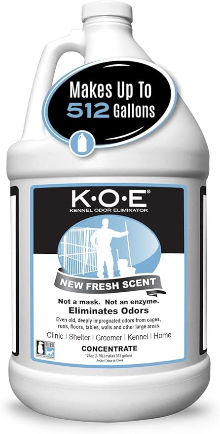 K.O.E. Fresh Scent Odor Eliminator Concentrate – For Strong Odor on Cages, Floor, & More – Non-Enzymatic For Home & Dog Kennel – Home & Pet Supplies (1 Gal)