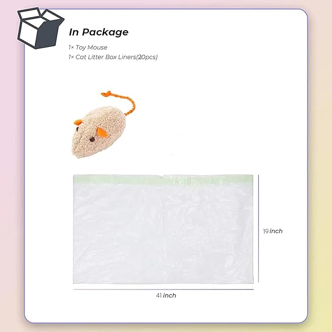 Cat Litter Box Liners, 20 Count - 41" x 19" Large Extra Durable Litter Pan Bags with Drawstring - Heavy Duty Liner Bags for Pet Litter Tray (Unscented)