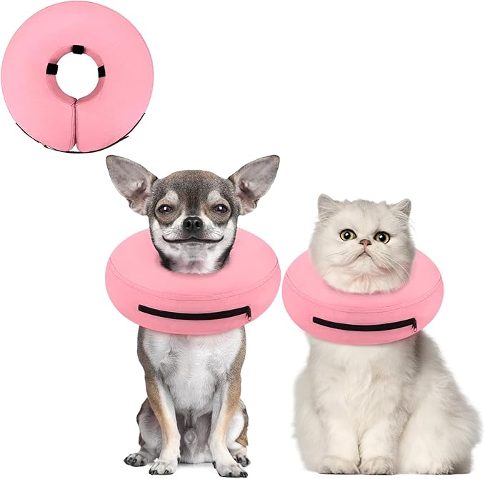 Supet Inflatable Dog Cone Collar for Small Dogs Puppies Cats, Soft Dog Cone Alternative After Surgery for Puppies Cats to Stop Licking
