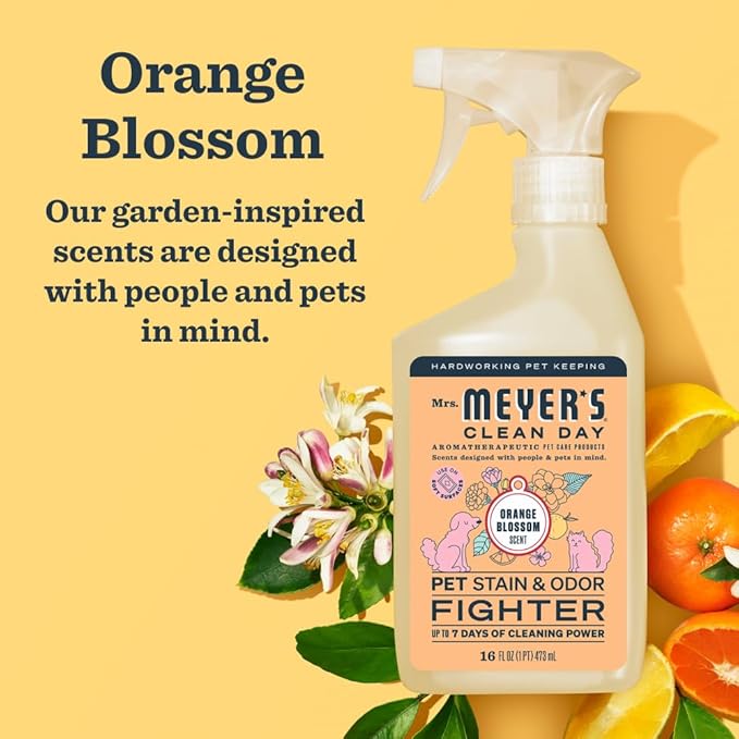 Mrs. MEYER'S CLEAN DAY Pet Stain & Odor Fighter, Orange Blossom Scent, 16oz