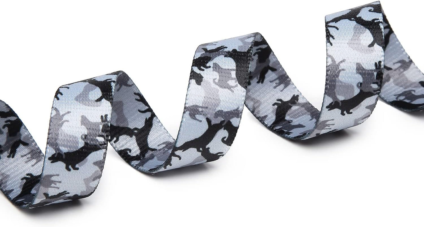 Mercano Adjustable Dog Collar - Special Design Patterns, Soft Nylon Comfortable Sturdy Pet Collar for Small Medium Large Dogs (S, Dog Camouflage Grey)