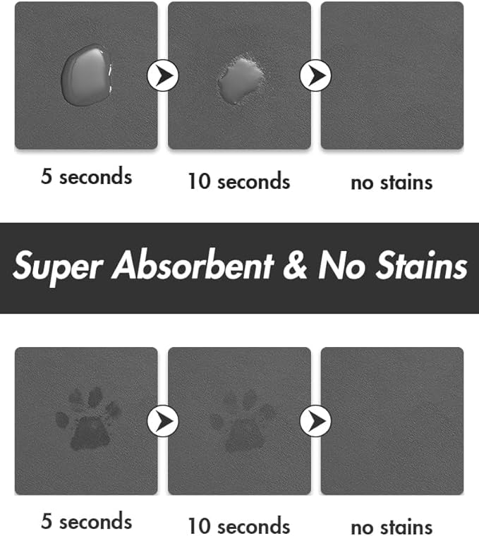 Absorbent Dog Water Mat-Dog Mat for Food and Water Bowl, Quick Dry Pet Feeding Mat, No Stains Dog Food mat, Dog Accessories Pet Supplies Mat-Dog Water Bowl Mat for Messy Drinkers
