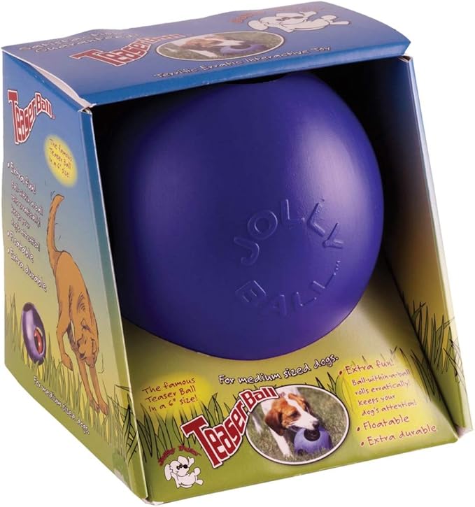 Jolly Pets Teaser Ball Dog Toy, Medium/6 Inches, Blue, 6-Inch Teaser Ball, Blue