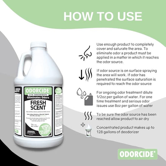 Odorcide Odor Eliminator Concentrate: Odor Eliminator for Strong Odor on Carpets, Hardwood & More - Smoke, Sweat & Pet Odor Eliminator for Home w/Non-Enzymatic Formula, 64 oz