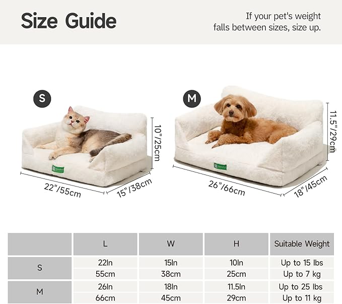 MEWOOFUN Cat Bed for Indoor Cats, Fluffy Cat Sofa with Removable Washable Cover, Cute Cat Couch with Non-Slip Bottom (White, 22x15x10)