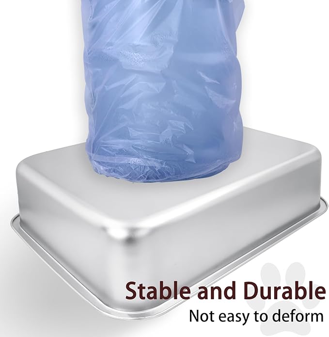 Small Stainless Steel Litter Box, 17.5"×13.6"×4" Metal Litter Box Low Side Easy Entry, Rust-Proof, Non Stick, No Smell, Easy to Clean for Kittens, Elderly Cats, Rabbits