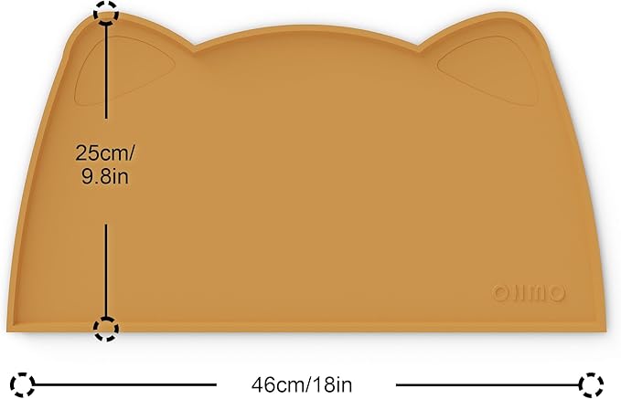 OHMO - Cat Food Mat, Silicone Pet Feeding Mat for Floor Non-Skid Waterproof Dog Water Bowl Tray, Easy to Clean Pet Placemat (Honey, 18 * 9.8'')