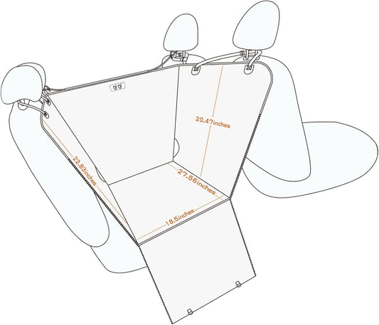 njnj Dog Car Seat Cover for Back Seat - Waterproof Dog Half Hammock for Cars,Scratchproof Pet Backseat Protector,Perdurable,Non-Slip Booster Seat for Small,Medium and Large Dogs