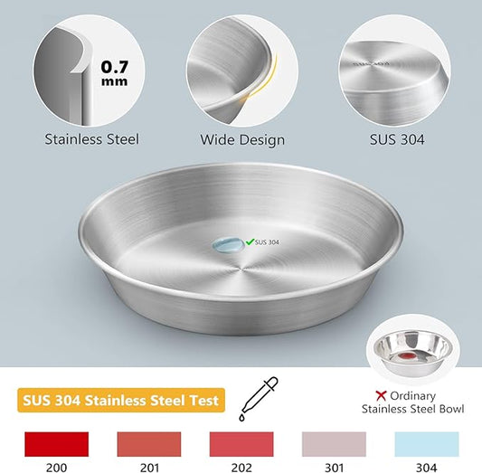 2-Pack Stainless Steel Cat Food Bowls – Deep Whisker-Friendly Non-Slip Silicone Base,Easy to Clean Indoor Feeding Dishes(5.9")