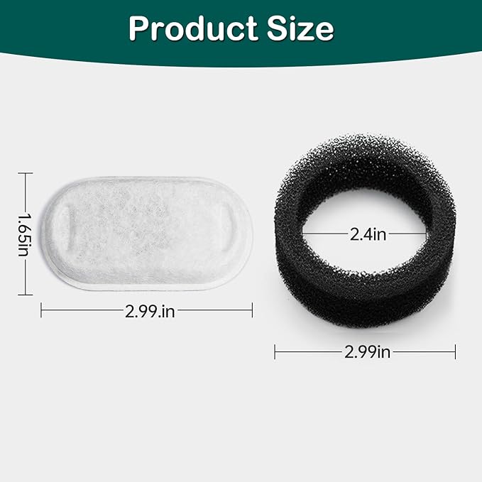 Cat Water Fountain Filter,8 Pack Cat Fountain Replacement Filters for Stainless Steel 67oz/2L Adjustable Water Flow Pet Water Fountain,Dog Water Fountain (4+4 Pack)