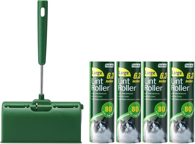 Fedicelly Large Lint Rollers Pet Hair Extra Sticky Furniture,Cat Dog Hair Remover Laundry Clothes Carpet,6.3 inches Wider with 320 Sheets Giant Lint Remover Brush for Couch