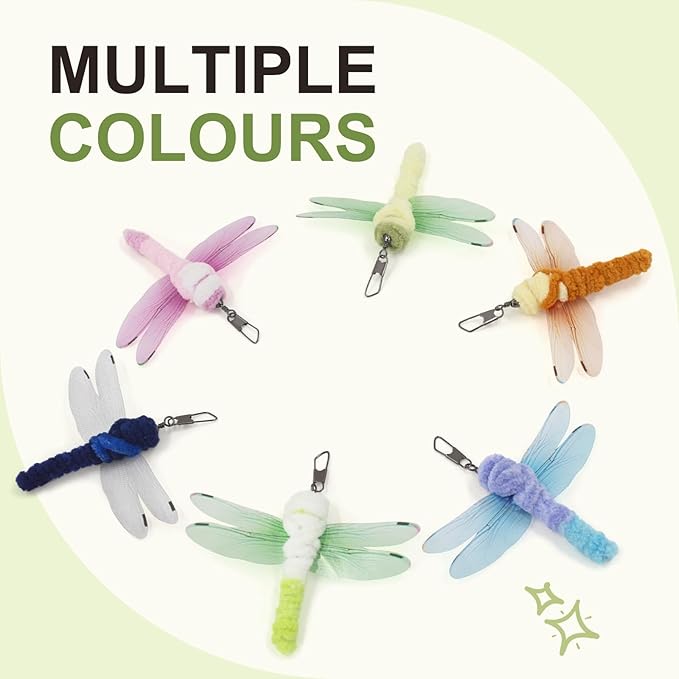 SONGWAY Insect Cat Toy Refills - 10 Pieces Dragonfly Toy Replacements for Indoor Cats, Interactive Cat Toy Wand Attachments