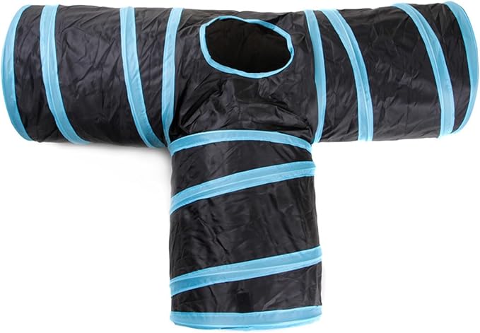 Foldable Cat Tunnels With Toy Ball - Indoor Play Tube for Large Cats, Kittens, and Rabbits (3 Way)