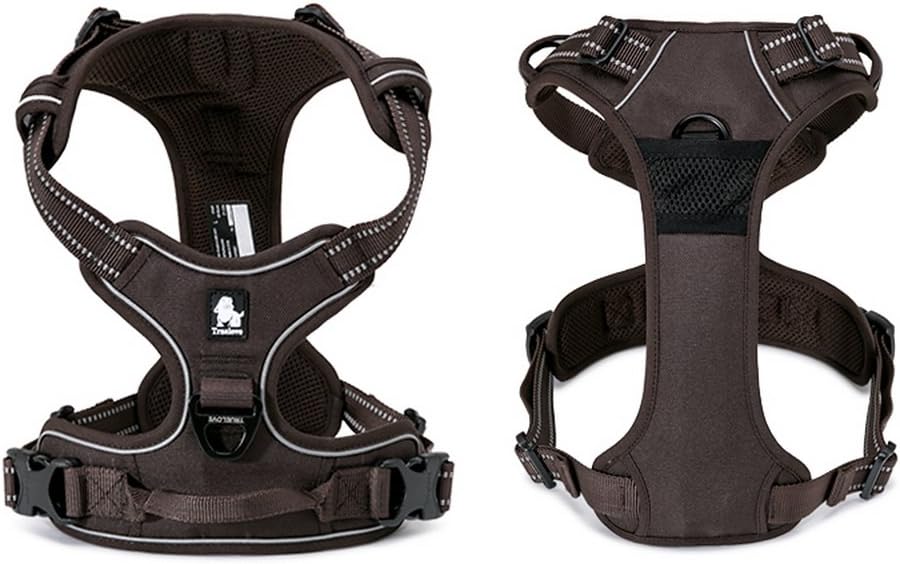 TRUE LOVE Adjustable No-Pull Dog Harness Reflective Pup Vest Harnesses Comfortable Control Brilliant Colors Truelove TLH5651(Brown,M)