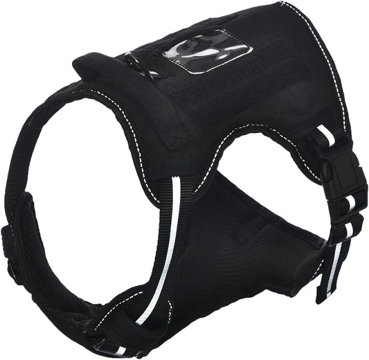Amazon Basics No Pull Dog Harness, Adjustable Front Clip, Tactical Vest, Medium, Black