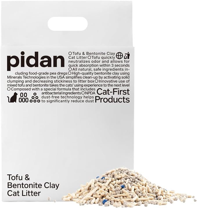 pidan Mix Cat Litter,Tofu Cat Litter with Bentonite,Absorbent and Fast Drying,Flushable Tofu Litter,Selected Quality Pea Dregs,5-Fold Water Absorption,Strong Clumping (5.3lb×1bag)